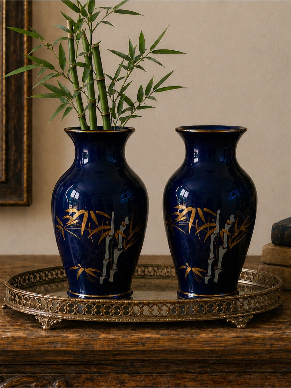 East Asian Cobalt Blue Ceramic Vases